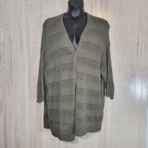 Lane Bryant Olive Green Open-Knit Cardigan Sz 22/24 NWOT